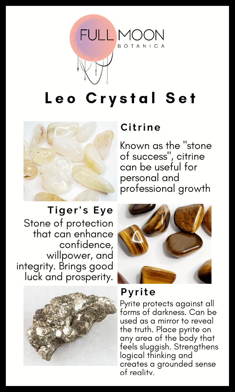 Leo Crystal Set The Full Moon Botanica LLC