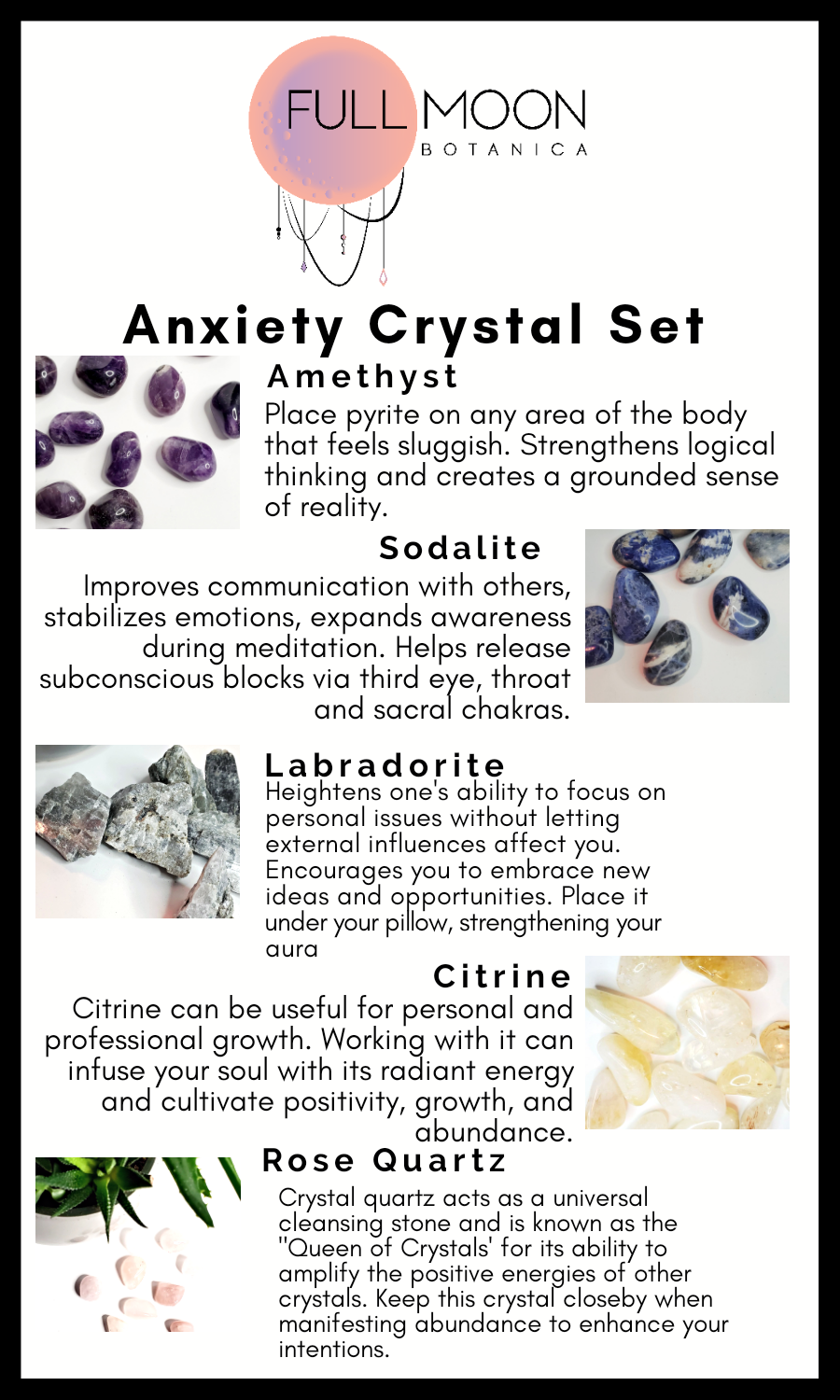 Anxiety Crystal Set – The Full Moon Botanica, LLC